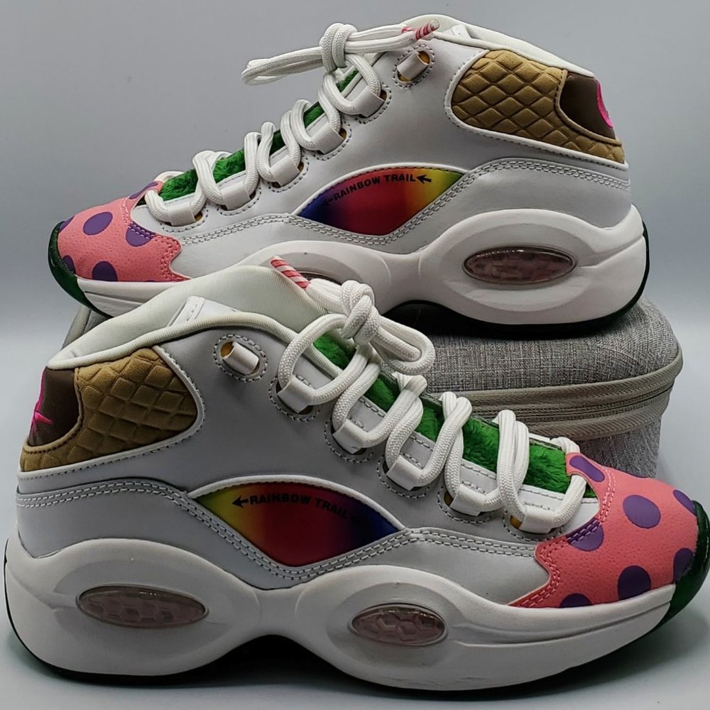 Hasbro x Reebok Question Mid Boys Size 5 'Candy Land' White GZ0081 Rare